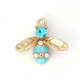 Charm   Enameld Bee w. rhinestone, blue