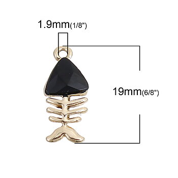 Charm   Fish bone Rhinestone black