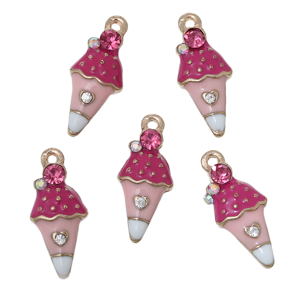 Berlock - Emaljerad  glass m rhinestone,  Cerice