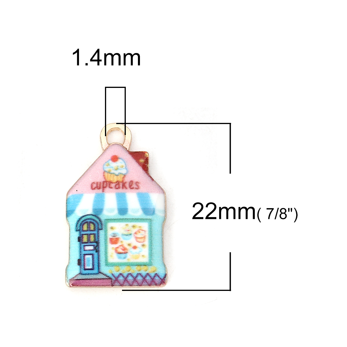 Charm   Enameld house cupcake  Pink