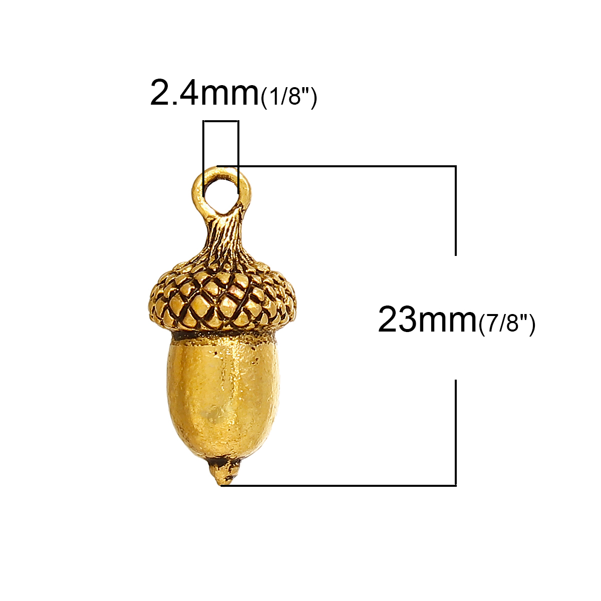 Charm Acorn, 3D gold - 2