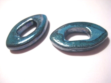 Keramikpärla - Elips, Petrol 25x5mm
