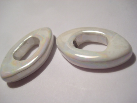 Ceramic Bead - Elips,  White   5mm