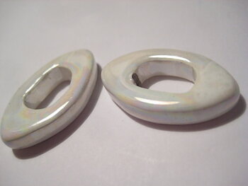 Ceramic Bead - Elips,  White   5mm