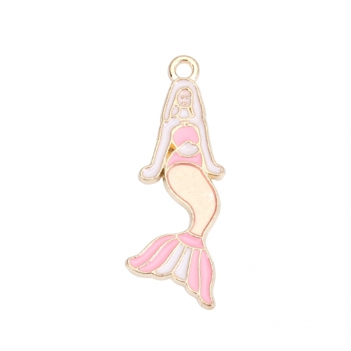 Charm   Enameld mermaid, pink