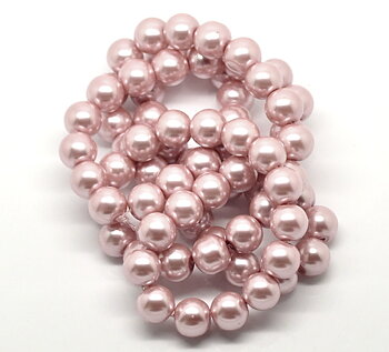 Waxed Glass Beads, 12mm, Old pink/champagen