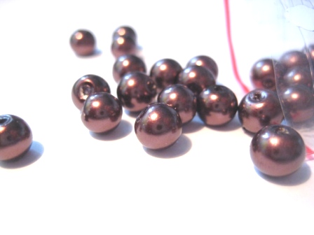 Vaxade Glaspärlor , 6mm Kaffebrun