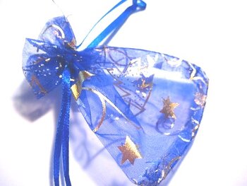 Organzapåse 7.5x9cm  - Blå Jul