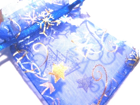 Organzapåse 7.5x9cm  - Blå Jul - 2