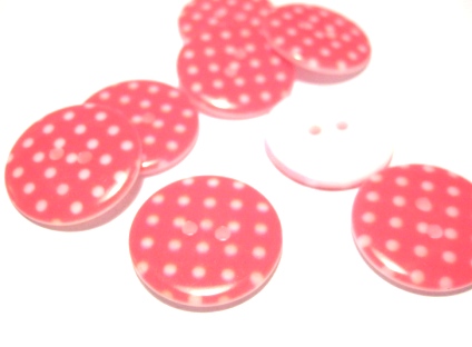 Wood buttons, 15mm  red