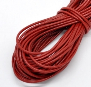 Genuine leather, round 1,5mm, 1m.  darkred