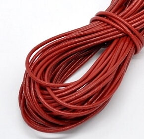 Genuine leather, round 1,5mm, 1m.  darkred