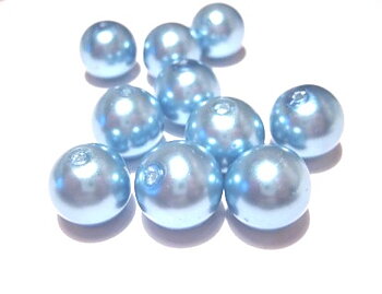 Vaxade Glaspärlor , 14mm , Duvblå