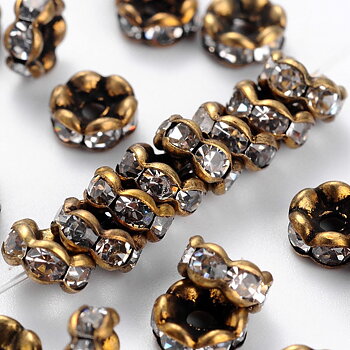 Rhinestone rondelle 6mmm,  Bronze, Clear