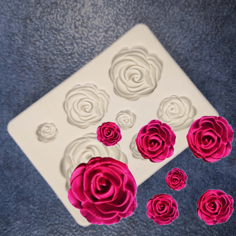 Silicone Resin Mold .   7 Roses - 2