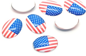 Cabochon/Camé i glas - USA flagga, 40mm