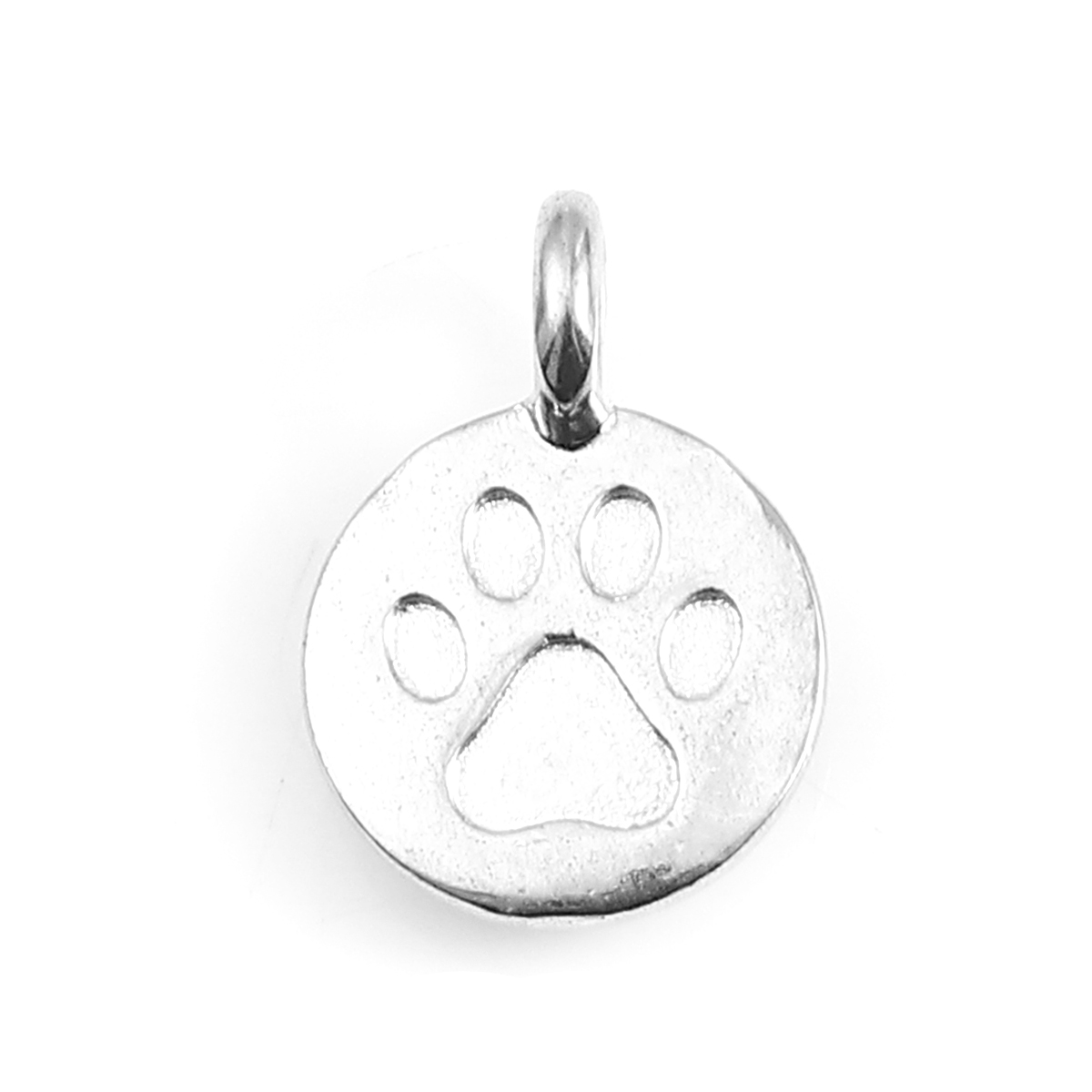 Charm -   Round silver paw