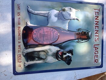 Tin sign.  Tennent´s Lager
