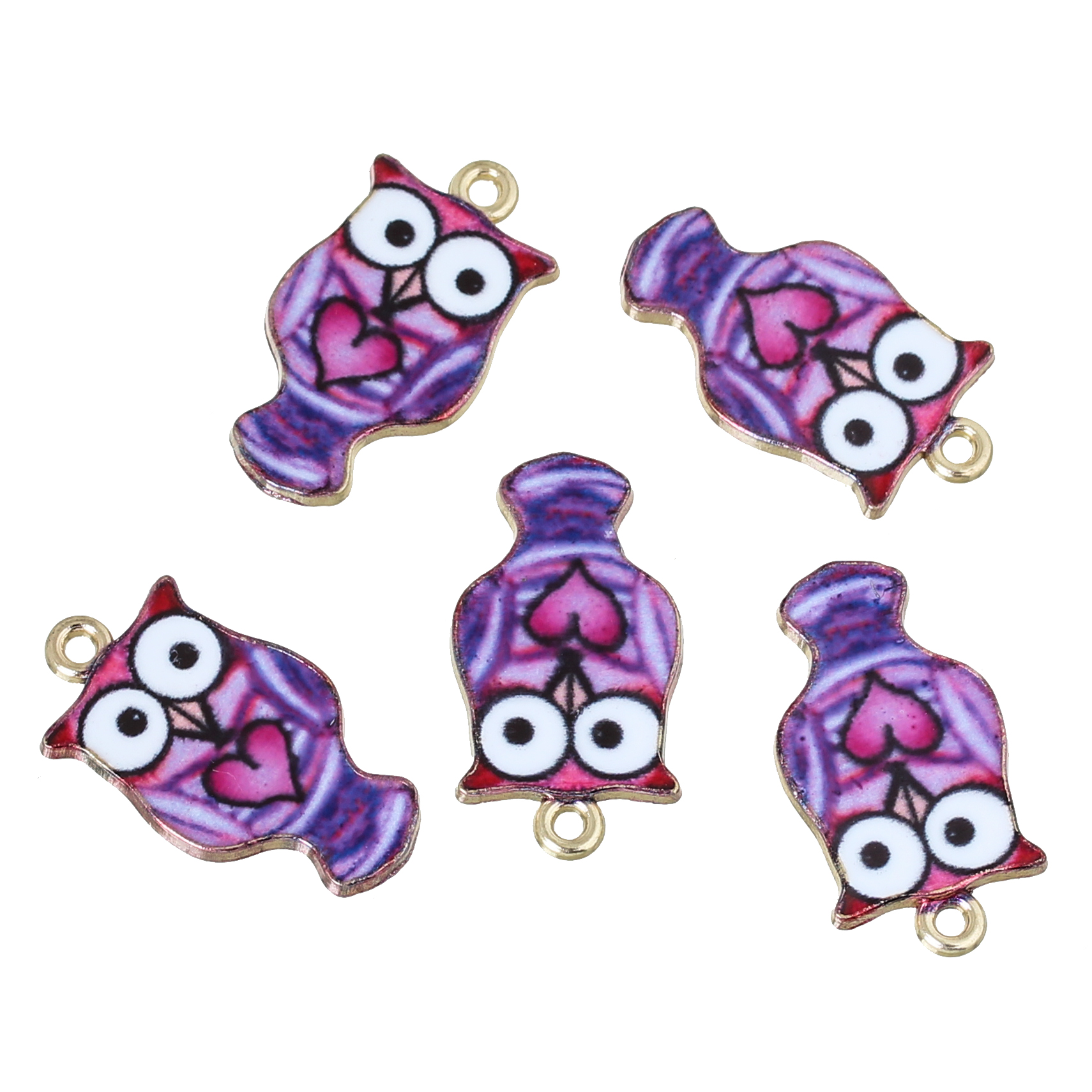 Charm   Enameld Owl, purple - 2