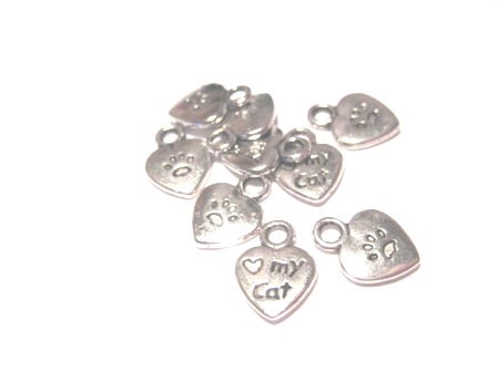 Charm "Love my cat"-- silver - 2