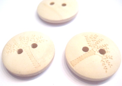 Wood buttons, 20mm wood tree