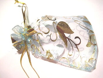 Organza bag 9x7cm, blue tulip
