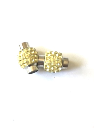 Magnetclasp shamballa Rhinestone Lt. yellow  6mm  pave clay 