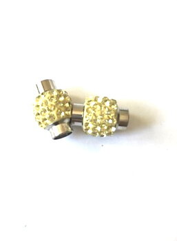 Magnetclasp shamballa Rhinestone Lt. yellow  6mm  pave clay 