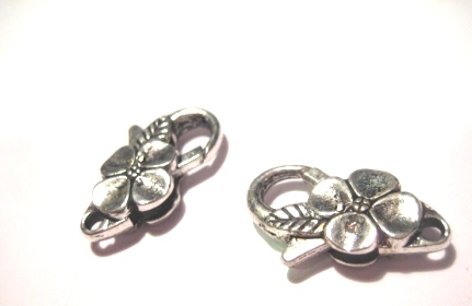 Karbinlås, Antiksilver Blomma,  23mm