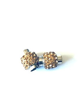 Magnetclasp shamballa Rhinestone Nougat  6mm  pave clay 