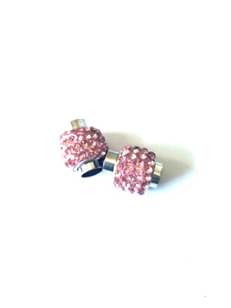 Magnetlås Shamballa, Polymer clay / Rhinestone ,  Rosa  6mm hål
