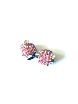 Magnetclasp shamballa Rhinestone Pink  6mm  pave clay 