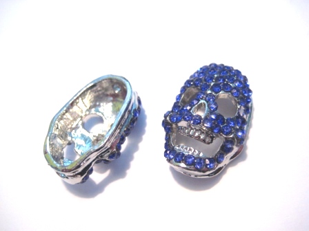 Döskalle 21mm , Silver m blå stenar