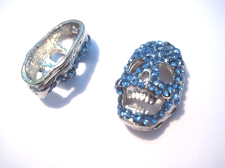 Döskalle 21mm , Silver m Ljusblå/turkos stenar