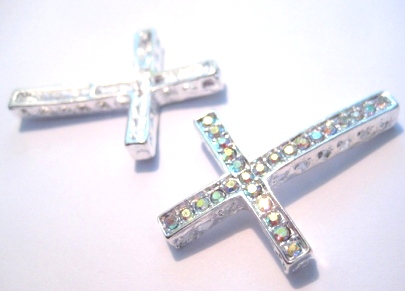 Black cross  - strass, clear - 2