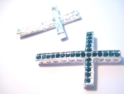 Black cross  - strass, petrol