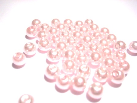 Vaxade Glaspärlor , 6mm Ljusrosa
