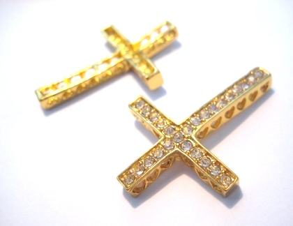 Black cross  - strass, Gold