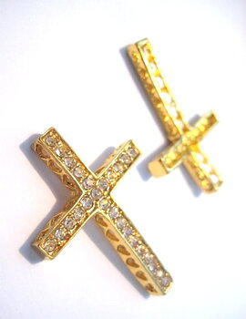 Kors 35mm m strass-stenar - Guld