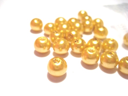 Vaxade Glaspärlor , 8mm  Guld
