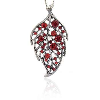 Charm - Large  Leaf red rhinestones