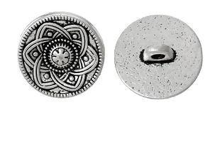 Buttons in the metal - Antique silver flower, 15mm
