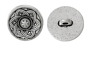 Buttons in the metal - Antique silver flower, 15mm