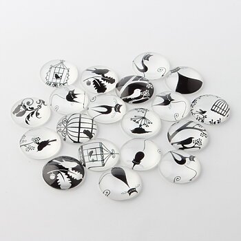Cabochon/Camé i glas -  Cat n Bird mixade  20mm