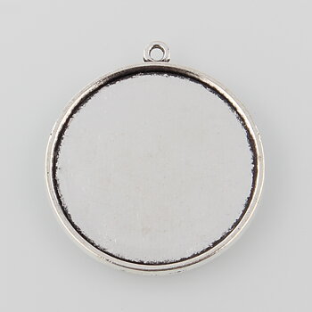 Cabochonhållare/ fäste  Silver rund 30mm