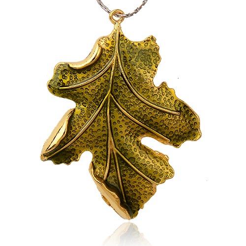Large Luxury pendant -  oakLeaf  Olive
