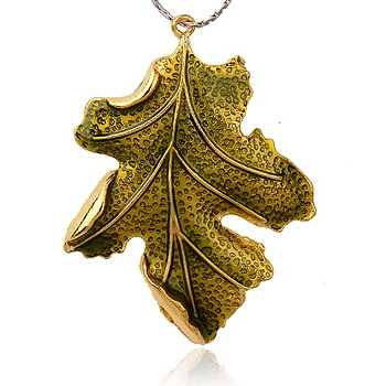Large Luxury pendant -  oakLeaf  Olive