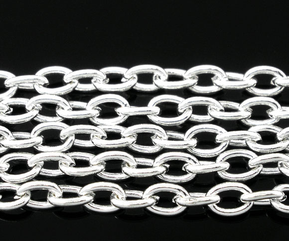 Kedja,  oval cross 5x3,5mm  silver, 1meter