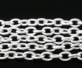 Kedja,  oval cross 5x3,5mm  silver, 1meter