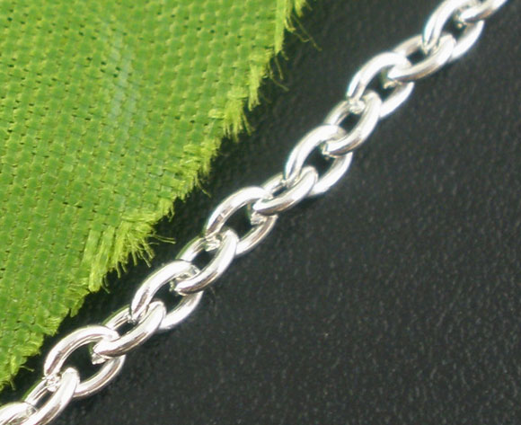 Kedja,  oval 3x2mm , Ljus silver, 1meter - 2